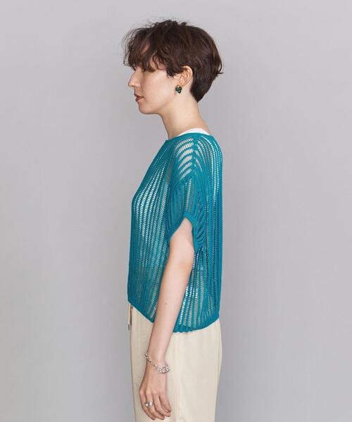 BEAUTY&YOUTH UNITED ARROWS（ビューティーアンドユースユナイテッドアローズ）の「BY 麻ブレンドメッシュショートスリーブ ニット -ウォッシャブル-（ニット/セーター・レディース・ブラック/ターコイズブルー/モカ・FREE）」の5枚目の写真