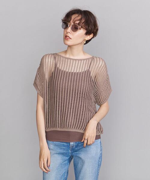 BEAUTY&YOUTH UNITED ARROWS（ビューティーアンドユースユナイテッドアローズ）の「BY 麻ブレンドメッシュショートスリーブ ニット -ウォッシャブル-（ニット/セーター・レディース・ブラック/ターコイズブルー/モカ・FREE）」の9枚目の写真