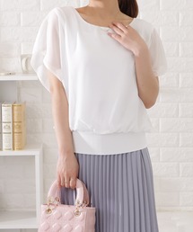 フリル半袖シフォンブラウス