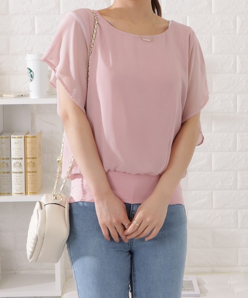 ♥️半袖・フリル・シフォン・ブラウス・確認用♥️ Lace Ladies ブラウス シャツ フリル半袖シフォンブラウス