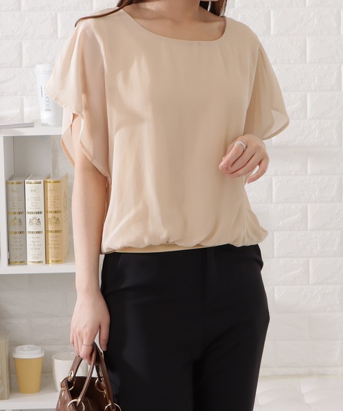 Lace Ladies（レースレディース）の「フリル半袖シフォンブラウス（シャツ/ブラウス・レディース・ブラック/ネイビー/ホワイト/ピンク/グレー/ブルーグレー/ベージュ/ラベンダー・FREE/XXL/XL）」の15枚目の写真