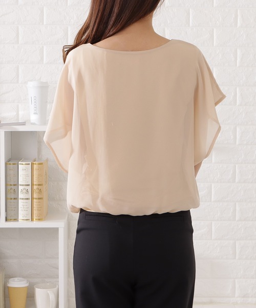 Lace Ladies（レースレディース）の「フリル半袖シフォンブラウス（シャツ/ブラウス・レディース・ブラック/ネイビー/ホワイト/ピンク/グレー/ブルーグレー/ベージュ/ラベンダー・FREE/XXL/XL）」の19枚目の写真