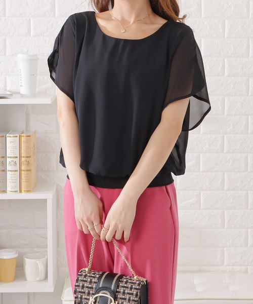 ♥️半袖・フリル・シフォン・ブラウス・確認用♥️ Lace Ladies ブラウス シャツ フリル半袖シフォンブラウス