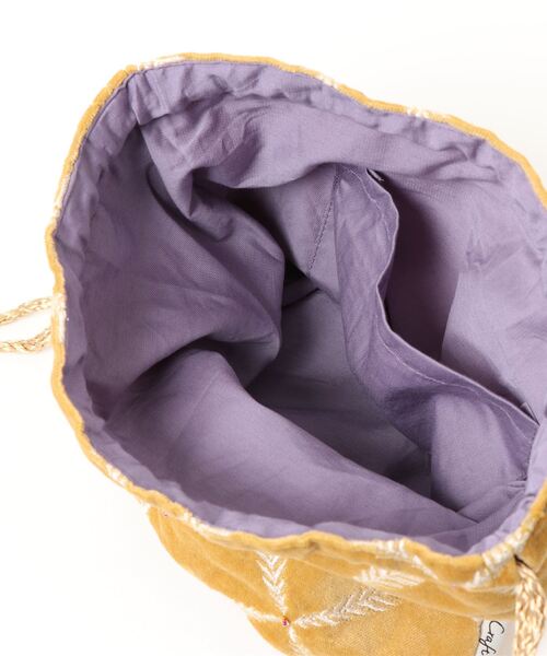 salle de bal（サルデバル）の「【 Craft India by PEAPOD 】 刺繍＆ビーズ バッグ ミラーミラー/リーフネスト 巾着バック FRH（ショルダーバッグ・レディース・ライトグレー/カーキ/イエロー/ダークグレー・FREE）」の9枚目の写真