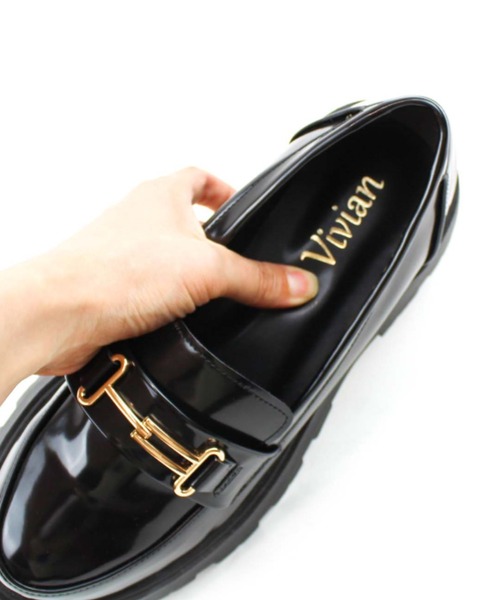 VIVIAN（ヴィヴィアン）の「厚底ビット付きローファー（ローファー・レディース・ブラック/ダークブラウン/ゼブラ・LL/S/M/L）」の7枚目の写真