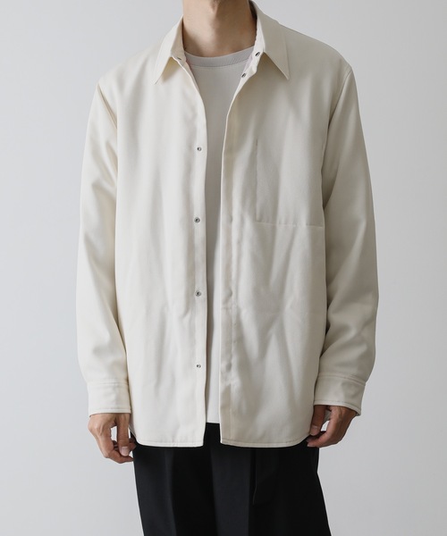 KAZUYUKI KUMAGAI ATTACHMENT（カズユキクマガイアタッチメント）の「PE SERGE FULLY LINED SHIRT JACKET（ブルゾン・メンズ・ブラック/オフホワイト・2/1）」の2枚目の写真