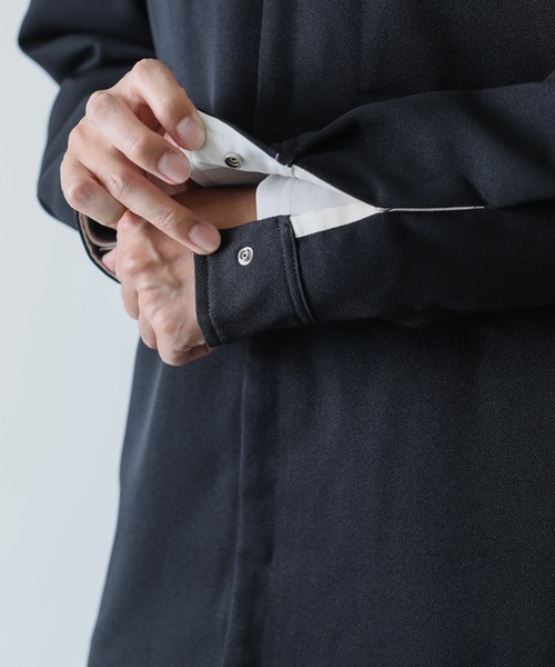 KAZUYUKI KUMAGAI ATTACHMENT（カズユキクマガイアタッチメント）の「PE SERGE FULLY LINED SHIRT JACKET（ブルゾン・メンズ・ブラック/オフホワイト・2/1）」の6枚目の写真