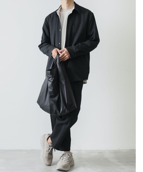 KAZUYUKI KUMAGAI ATTACHMENT（カズユキクマガイアタッチメント）の「PE SERGE FULLY LINED SHIRT JACKET（ブルゾン・メンズ・ブラック/オフホワイト・2/1）」の9枚目の写真