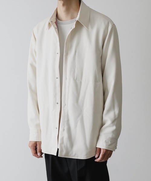 KAZUYUKI KUMAGAI ATTACHMENT（カズユキクマガイアタッチメント）の「PE SERGE FULLY LINED SHIRT JACKET（ブルゾン・メンズ・ブラック/オフホワイト・2/1）」の12枚目の写真