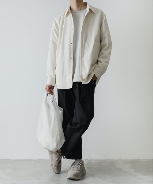 KAZUYUKI KUMAGAI ATTACHMENT（カズユキクマガイアタッチメント）の「PE SERGE FULLY LINED SHIRT JACKET（ブルゾン・メンズ・ブラック/オフホワイト・2/1）」の19枚目の写真