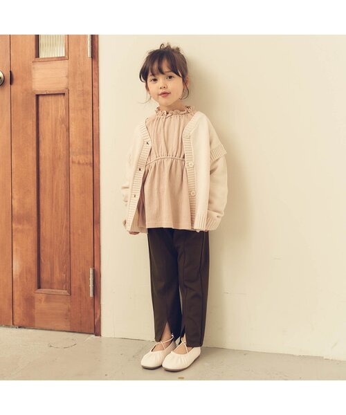 apres les cours(アプレレクール)の「センタープリーツフレアパンツ 10分丈(その他パンツ・キッズ・ブラウン/オレンジ・80/90/100/110/120/130/140)」の3枚目の写真