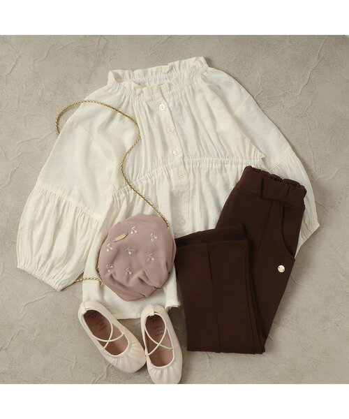 apres les cours(アプレレクール)の「センタープリーツフレアパンツ 10分丈(その他パンツ・キッズ・ブラウン/オレンジ・80/90/100/110/120/130/140)」の9枚目の写真