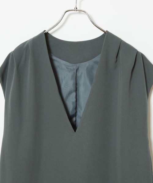 CIAOPANIC（チャオパニック）の「Vネックショルダータックジレ/セットアップ着用可能（ベスト・レディース・ブラウン/ピンク/グリーン・FREE）」の21枚目の写真