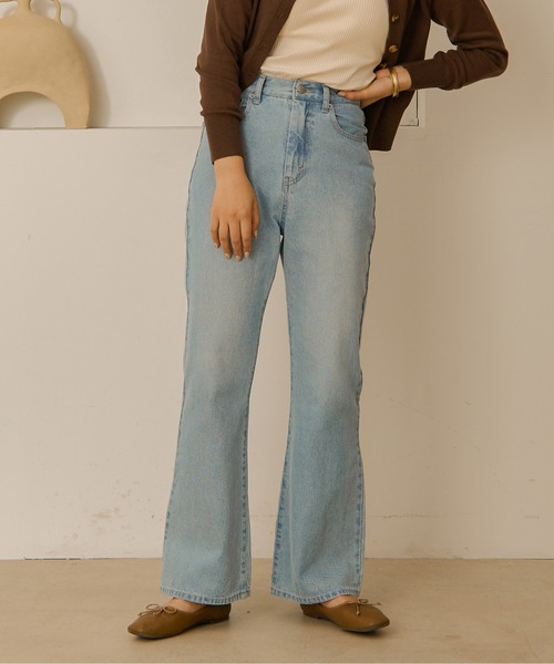 Ambre Neige（アンブルネージュ）の「フレアデニムパンツ／【WEB/EC限定商品】（デニムパンツ・レディース・サックスブルー/アイボリー・FREE）」の9枚目の写真