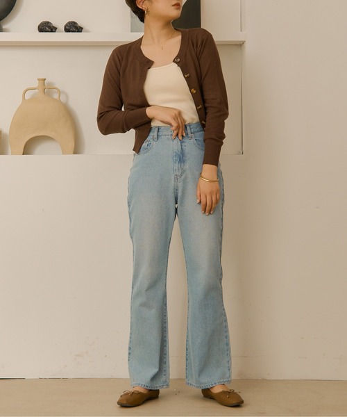 Ambre Neige（アンブルネージュ）の「フレアデニムパンツ／【WEB/EC限定商品】（デニムパンツ・レディース・サックスブルー/アイボリー・FREE）」の8枚目の写真