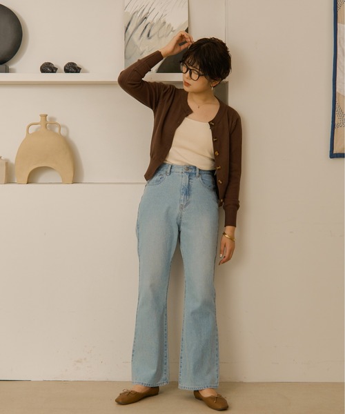 Ambre Neige（アンブルネージュ）の「フレアデニムパンツ／【WEB/EC限定商品】（デニムパンツ・レディース・サックスブルー/アイボリー・FREE）」の7枚目の写真