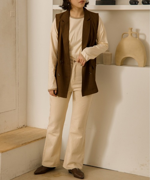 Ambre Neige（アンブルネージュ）の「フレアデニムパンツ／【WEB/EC限定商品】（デニムパンツ・レディース・サックスブルー/アイボリー・FREE）」の12枚目の写真