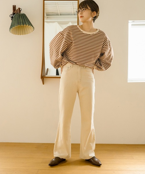 Ambre Neige（アンブルネージュ）の「フレアデニムパンツ／【WEB/EC限定商品】（デニムパンツ・レディース・サックスブルー/アイボリー・FREE）」の13枚目の写真