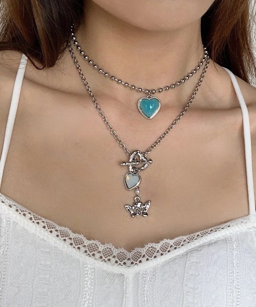 Ein（アイン）の「Ein/ガーリーチェーンネックレス（ネックレス・レディース・ホワイト/パープル/シルバー/ブルー・FREE）」の2枚目の写真