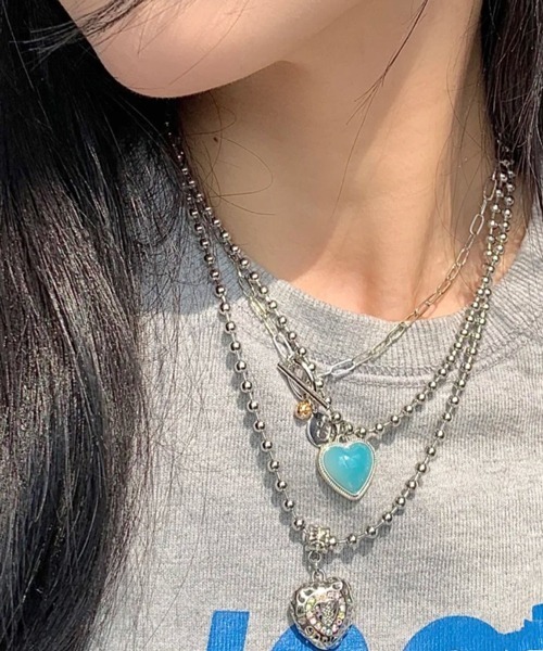 Ein（アイン）の「Ein/ガーリーチェーンネックレス（ネックレス・レディース・ホワイト/パープル/シルバー/ブルー・FREE）」の3枚目の写真