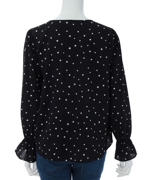 fifth calin（フィフスカラン）の「ハート柄キャンディースリーブブラウス（シャツ/ブラウス・レディース・ホワイト/ブラック・MEDIUM）」の5枚目の写真