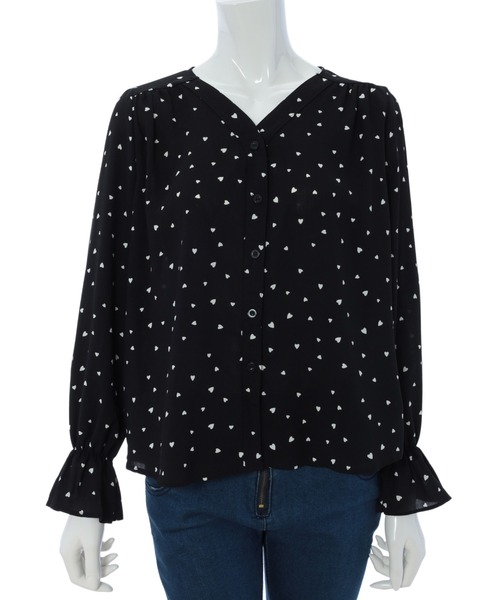 fifth calin（フィフスカラン）の「ハート柄キャンディースリーブブラウス（シャツ/ブラウス・レディース・ホワイト/ブラック・MEDIUM）」の10枚目の写真