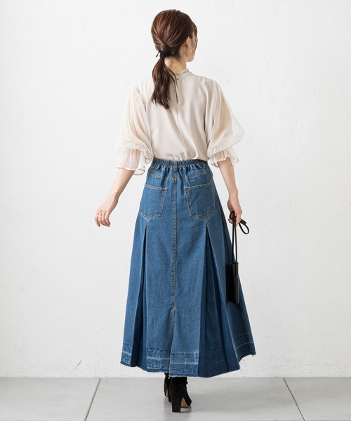 prose verse(プロズヴェール)の「インバーテッドプリーツデニムフレアスカート(デニムスカート・レディース・ブラック/ブルー・MEDIUM)」の20枚目の写真