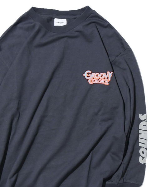 GROOVY COLORS（グルービーカラーズ）の「GROOVY COLORS/グルービーカラーズ テンジク METAL BAT WING L/S TEE 袖ロゴ ロンT オーバーサイズ（Tシャツ/カットソー・キッズ・ホワイト/ブラック・130/140）」の2枚目の写真