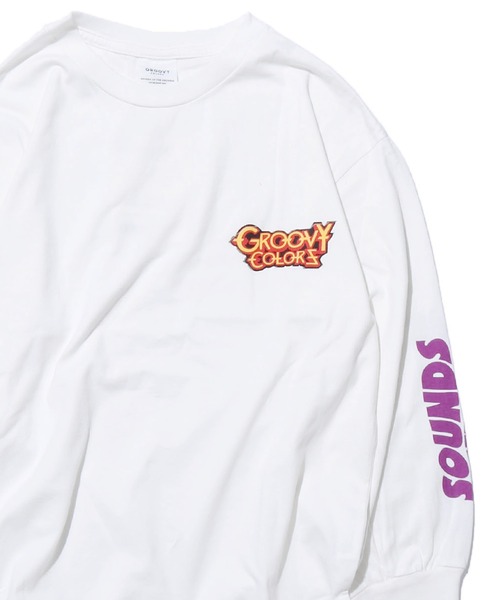 GROOVY COLORS（グルービーカラーズ）の「GROOVY COLORS/グルービーカラーズ テンジク METAL BAT WING L/S TEE 袖ロゴ ロンT オーバーサイズ（Tシャツ/カットソー・キッズ・ホワイト/ブラック・130/140）」の7枚目の写真