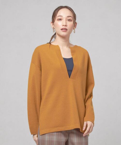 closet story(クローゼットストーリー)の「【WEB限定】<closet story>キーネック ユルプルオーバー ニット -ウォッシャブル-(ニット/セーター・レディース・ホワイト/ネイビー/マスタード・FREE)」の3枚目の写真