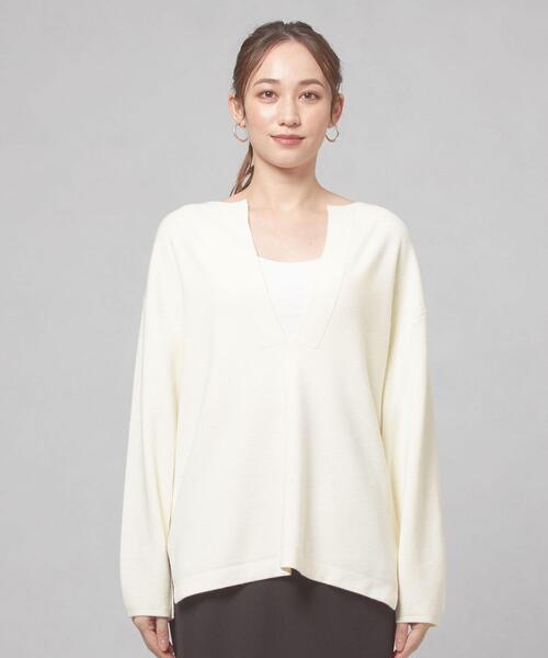 closet story(クローゼットストーリー)の「【WEB限定】<closet story>キーネック ユルプルオーバー ニット -ウォッシャブル-(ニット/セーター・レディース・ホワイト/ネイビー/マスタード・FREE)」の5枚目の写真