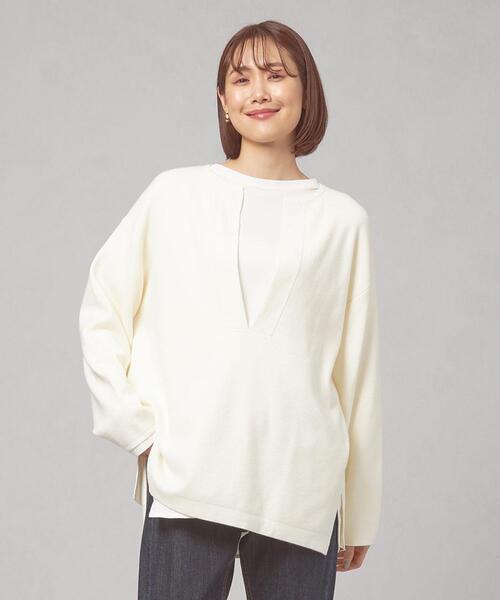 closet story(クローゼットストーリー)の「【WEB限定】<closet story>キーネック ユルプルオーバー ニット -ウォッシャブル-(ニット/セーター・レディース・ホワイト/ネイビー/マスタード・FREE)」の10枚目の写真