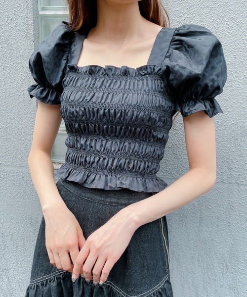 lilLilly（リルリリー）の「レオパードジャガードトップス（シャツ/ブラウス・レディース・ブラック/アイボリー・FREE）」の5枚目の写真