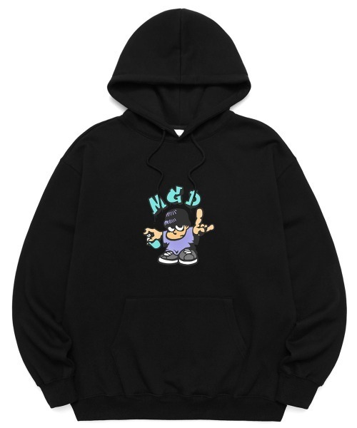 MAHAGRID（マハグリッド）の「A'GEM/9 × .kom『mahagrid/マハグリッド』MGD TAG MAN HOODIE/タグマン プルオーバーパーカー（パーカー・メンズ・ライトグレー/ブラック/グリーン・M/L）」の2枚目の写真