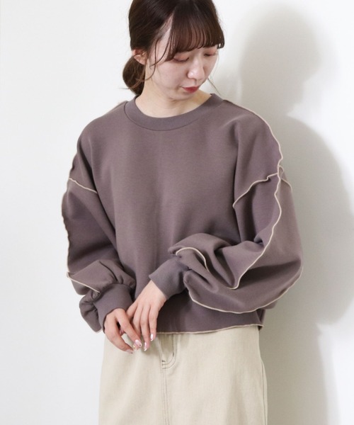 archives(アルシーヴ)の「ダンボールアウトメロープルオーバー(スウェット・レディース・チャコールグレー/グリーン/アイボリー/シルバーグレー/ブラック/ベージュ・MEDIUM)」の7枚目の写真