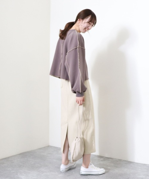 archives(アルシーヴ)の「ダンボールアウトメロープルオーバー(スウェット・レディース・チャコールグレー/グリーン/アイボリー/シルバーグレー/ブラック/ベージュ・MEDIUM)」の20枚目の写真