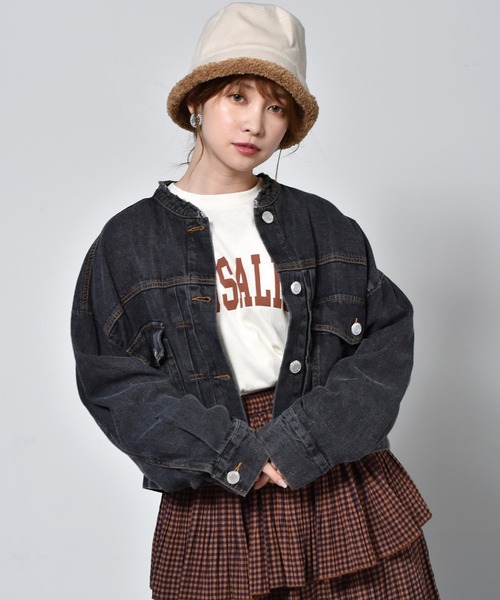 ems excite（エムズエキサイト）の「ノーカラーGジャン（ノーカラージャケット・レディース・ブラック/ブルー/アイボリー・FREE）」の3枚目の写真