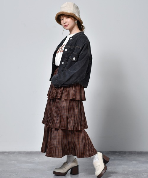 ems excite（エムズエキサイト）の「ノーカラーGジャン（ノーカラージャケット・レディース・ブラック/ブルー/アイボリー・FREE）」の6枚目の写真