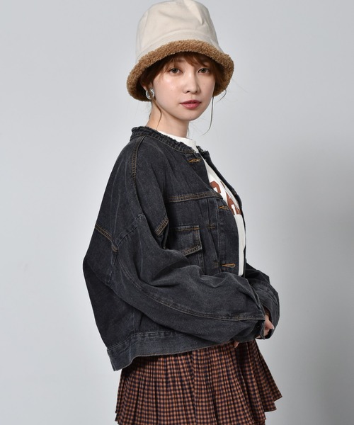 ems excite（エムズエキサイト）の「ノーカラーGジャン（ノーカラージャケット・レディース・ブラック/ブルー/アイボリー・FREE）」の12枚目の写真