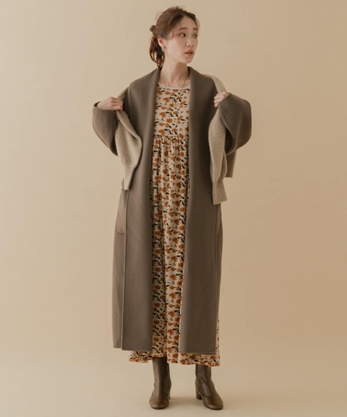 F by ROSSO（エフバイロッソ）の「『VERY10月号掲載』F by ROSSO　リバーロングオーバーコート（その他アウター・レディース・ネイビー/オフホワイト/オリーブ/モカ・38/36）」の3枚目の写真