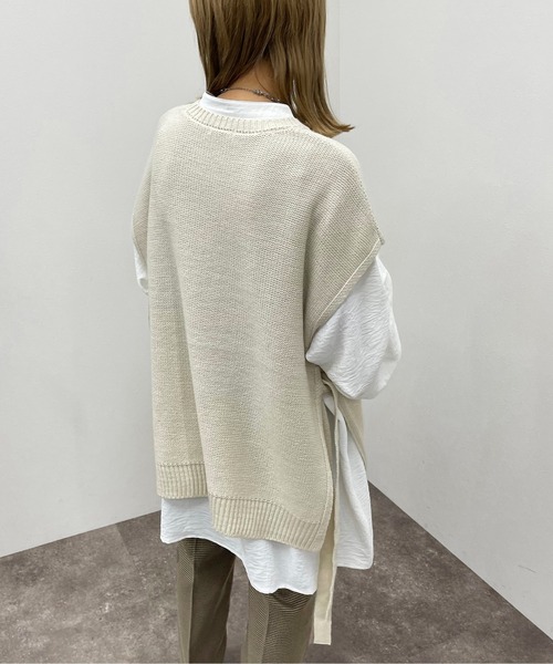 apres jour mignon（アプレジュールミニョン）の「サイドリボンニットベスト【ZOZOTOWN限定アイテム】（ベスト・レディース・ブラック/ライトベージュ/アイボリー・X-LARGE/フリー）」の8枚目の写真