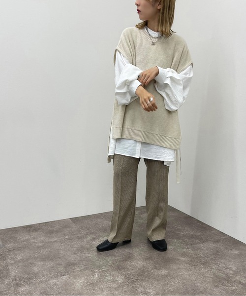 apres jour mignon（アプレジュールミニョン）の「サイドリボンニットベスト【ZOZOTOWN限定アイテム】（ベスト・レディース・ブラック/ライトベージュ/アイボリー・X-LARGE/フリー）」の9枚目の写真