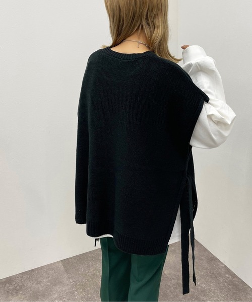 apres jour mignon（アプレジュールミニョン）の「サイドリボンニットベスト【ZOZOTOWN限定アイテム】（ベスト・レディース・ブラック/ライトベージュ/アイボリー・X-LARGE/フリー）」の15枚目の写真