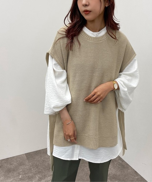 apres jour mignon（アプレジュールミニョン）の「サイドリボンニットベスト【ZOZOTOWN限定アイテム】（ベスト・レディース・ブラック/ライトベージュ/アイボリー・X-LARGE/フリー）」の19枚目の写真