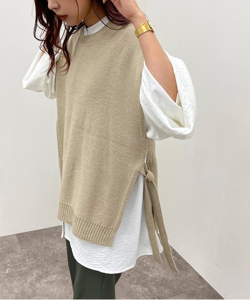 apres jour mignon（アプレジュールミニョン）の「サイドリボンニットベスト【ZOZOTOWN限定アイテム】（ベスト・レディース・ブラック/ライトベージュ/アイボリー・X-LARGE/フリー）」の20枚目の写真