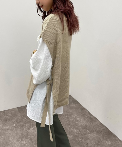 apres jour mignon（アプレジュールミニョン）の「サイドリボンニットベスト【ZOZOTOWN限定アイテム】（ベスト・レディース・ブラック/ライトベージュ/アイボリー・X-LARGE/フリー）」の21枚目の写真