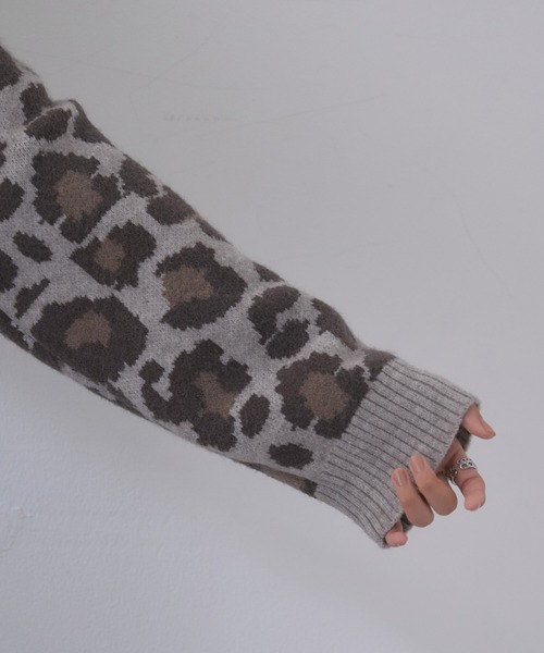 vis-`a-vis（ビサビ）の「【WEB限定】ゆったりシルエット。レオパードジャガードVネックプルオーバー（ニット/セーター・レディース・ベージュ/グレー・FREE）」の13枚目の写真