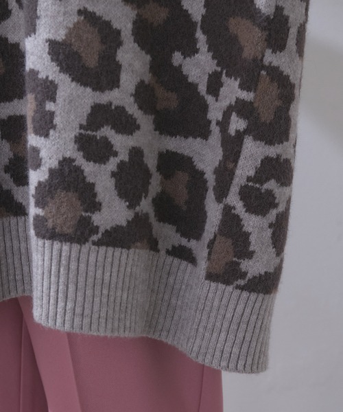 vis-`a-vis（ビサビ）の「【WEB限定】ゆったりシルエット。レオパードジャガードVネックプルオーバー（ニット/セーター・レディース・ベージュ/グレー・FREE）」の14枚目の写真