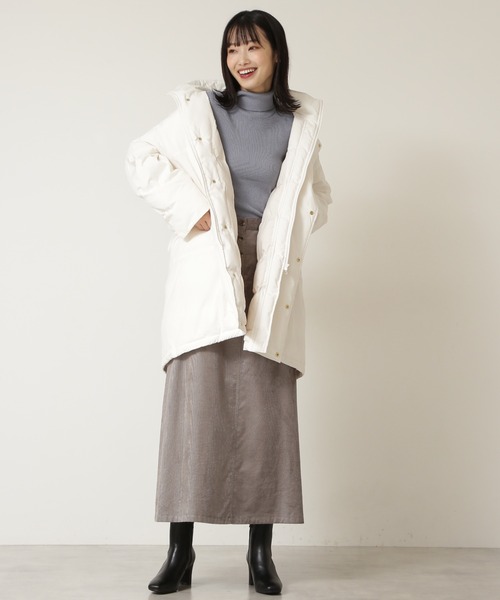 NATURAL BEAUTY BASIC（ナチュラルビューティーベーシック）の「フロントボタンコーデュロイスカート（スカート・レディース・グレー/オレンジ・SMALL/X-SMALL/MEDIUM）」の5枚目の写真