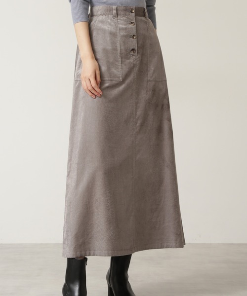 NATURAL BEAUTY BASIC（ナチュラルビューティーベーシック）の「フロントボタンコーデュロイスカート（スカート・レディース・グレー/オレンジ・SMALL/X-SMALL/MEDIUM）」の7枚目の写真
